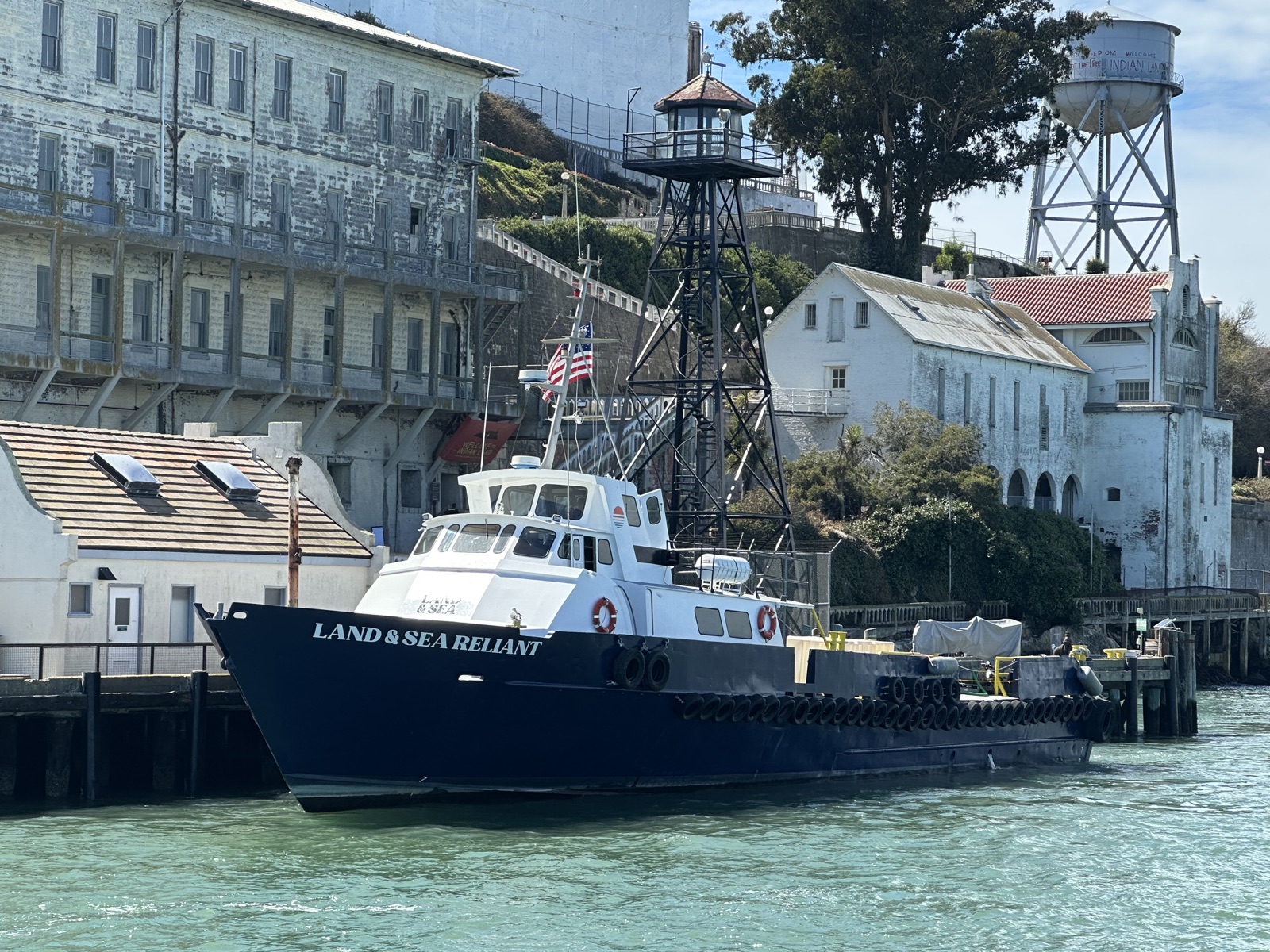 M/V Land & Sea Reliant alongside the dock at Alcatraz Island